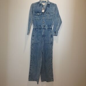 Chic Denim Long-Sleeve Jumpsuit